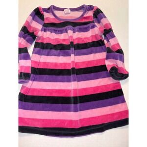 OshKosh‎ Dress Striped Velour Long Sleeve Casual Comfy Pink Purple  Size 3T VTG